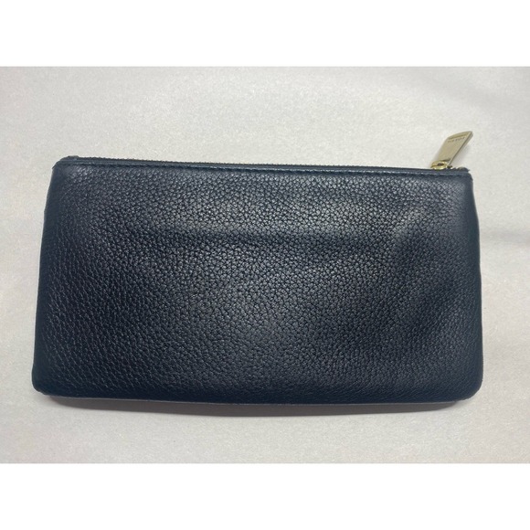 Fossil Preston Flip Clutch Wallet Womens One Size Black Leather Zip Organizer - Picture 2 of 7